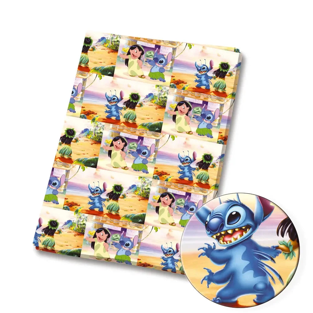 tissu imprimé mickey minnie géométrique coton polyester 140cm bleu blanc rouge jaune