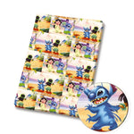 tissu imprimé mickey minnie géométrique coton polyester 140cm bleu blanc rouge jaune
