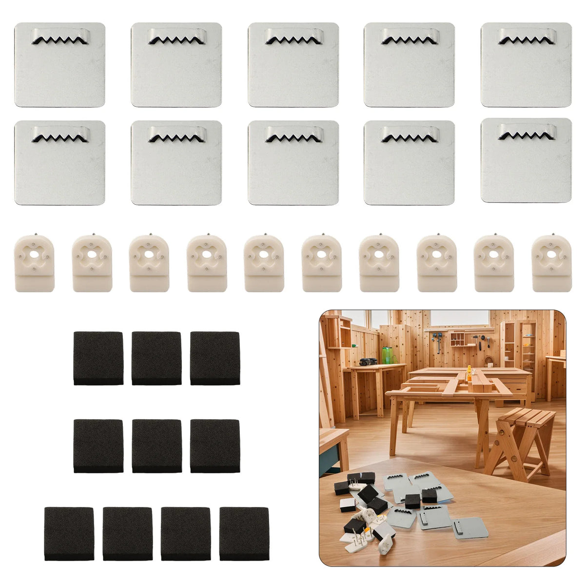 clips fixation blancs noirs supports organisation salle bains modernes utilisation multiple acier inoxydable clips