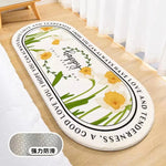 tapis moderne fleurs feuilles cercle blanc jaune vert noir décoration intérieure résistant lavage main