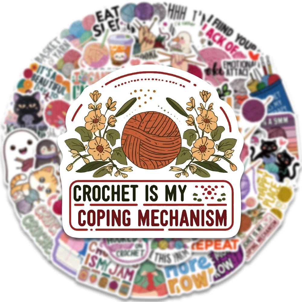 sticker adhésif humour créatif pelote laine cactus chat orange blanc multicolore pack 50