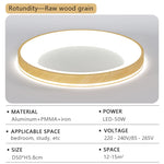 Lampe LED grain bois moderne aluminium blanc salon chambre coucher
