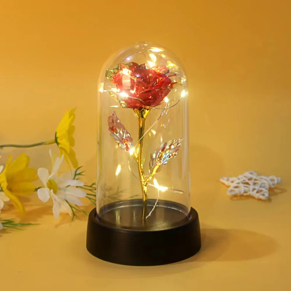 rose artificielle verre transparent fleurs plastique boîte cadeau décoration intérieure saint valentin anniversaire mariagenaissance