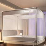 lit baldaquin moustiquaire polyester plié unisexe moderne beige blanc clips chambre enfants bébés