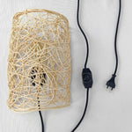 lampe murale tressée rotin moderne interrupteur intensité variable beige opaque 20cm 30cm
