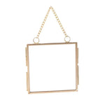 cadre photo or vintage verre transparent chaîne suspendu 60x60mm 80x80mm flocons naturels