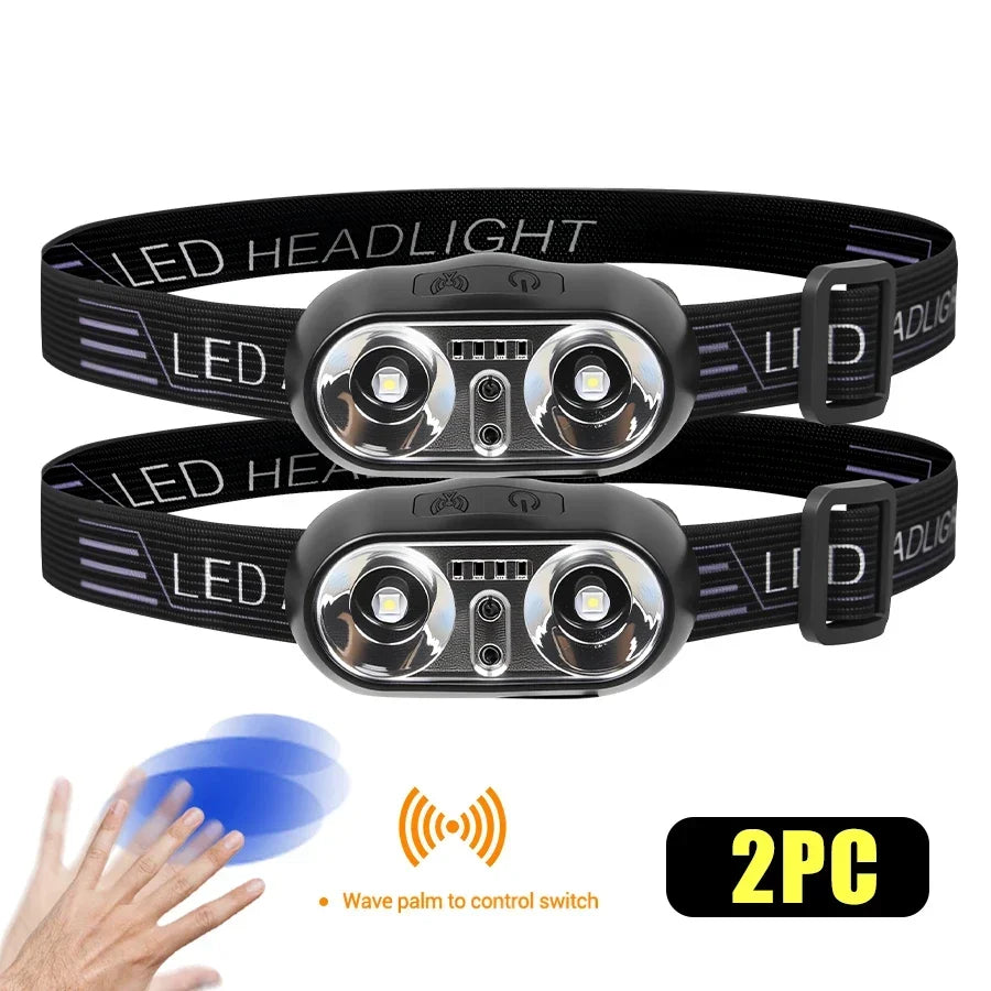 lampe frontale led noire réglable ceinture ajustable mode sensoriel torchon rechargeable camping