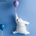 statue ours polaire résine blanche contemporaine minimaliste base plate ballons