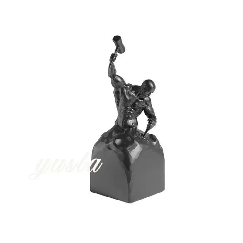 statuette homme marteau résine noir blanc moderne sculpture décorative maison salon