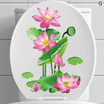 cache wc blanc fleurs colorées adhésif auto collant imperméable décoration salle bain hygiène