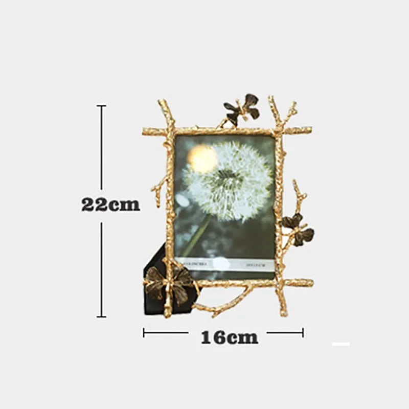 Cadre photo doré papillons branches naturel adhésif décoration maison vintage rectangle 25cm 18.5cm