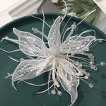 accessoire cheveux fleurs artificielles strass blanc doré élégant décoratif translucent