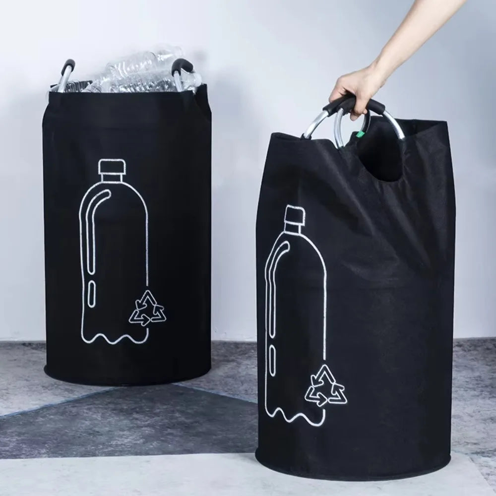 sac rangement pliable bouteilles vides recyclage bouteille illustration poignées métalliques moderne utilitaire