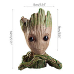 cache pot créatif marron vert texture bois personnage groot fleur intérieur décoration maison artisanat
