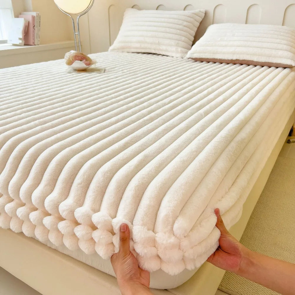 housse matelas polyester coton rayures horizontales blanc gris beige rose vert douillet anti bactéries