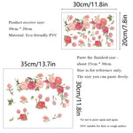 autocollant mural fleurs roses feuilles vertes floral romantique auto adhésif pvc opaques moderneintérieur salon