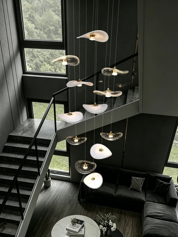 suspension lumineuse moderne pierre verre blanc doré led 4000k 3000k 6000k