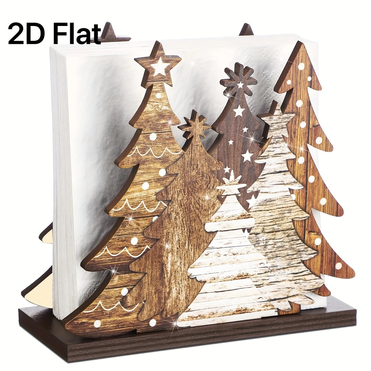 porte serviettes arbre noël étoiles blanc marron décoration festive rustic champêtre