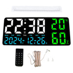 Horloge murale LED grand format rouge avec fonction alarme