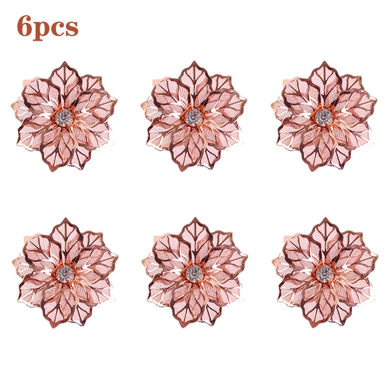 anneaux serviette feuilles or argent rose gold moderne élégants décoration table mariage noël