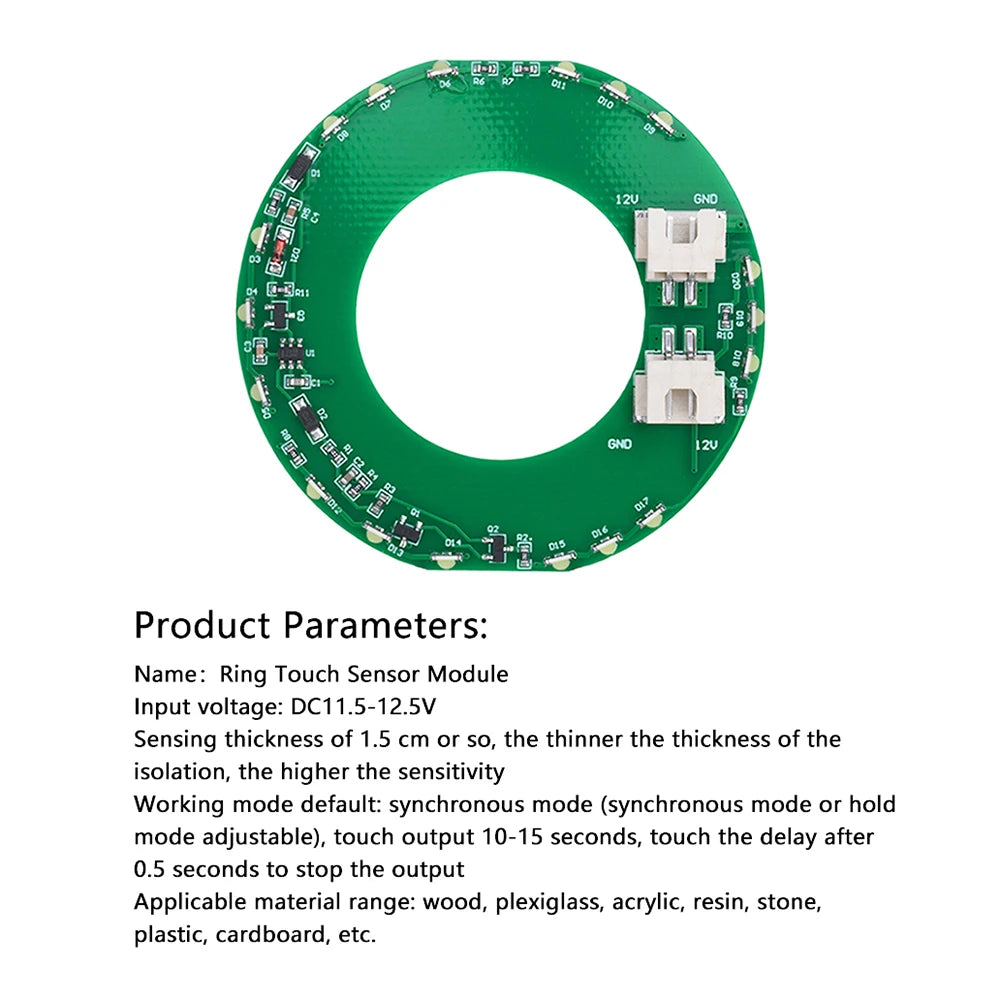 module led capteur tactile vert imprimé composants électroniques circulaire DIY ambiance festive