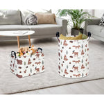 boîte rangement pliable tissu lin motif animaux moderne blanc marron gris vert