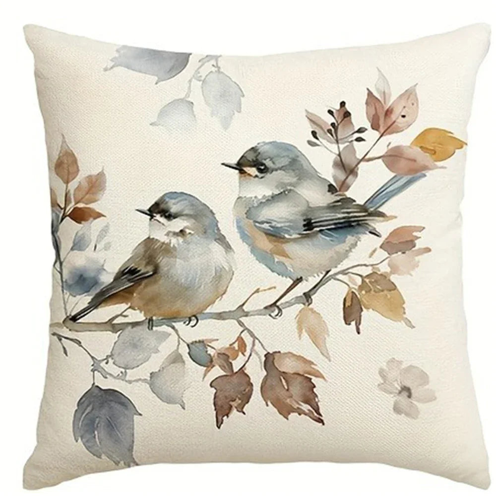 taies d'oreiller décoratives motifs floraux rustique beige gris bleu clair lin rustique naturel