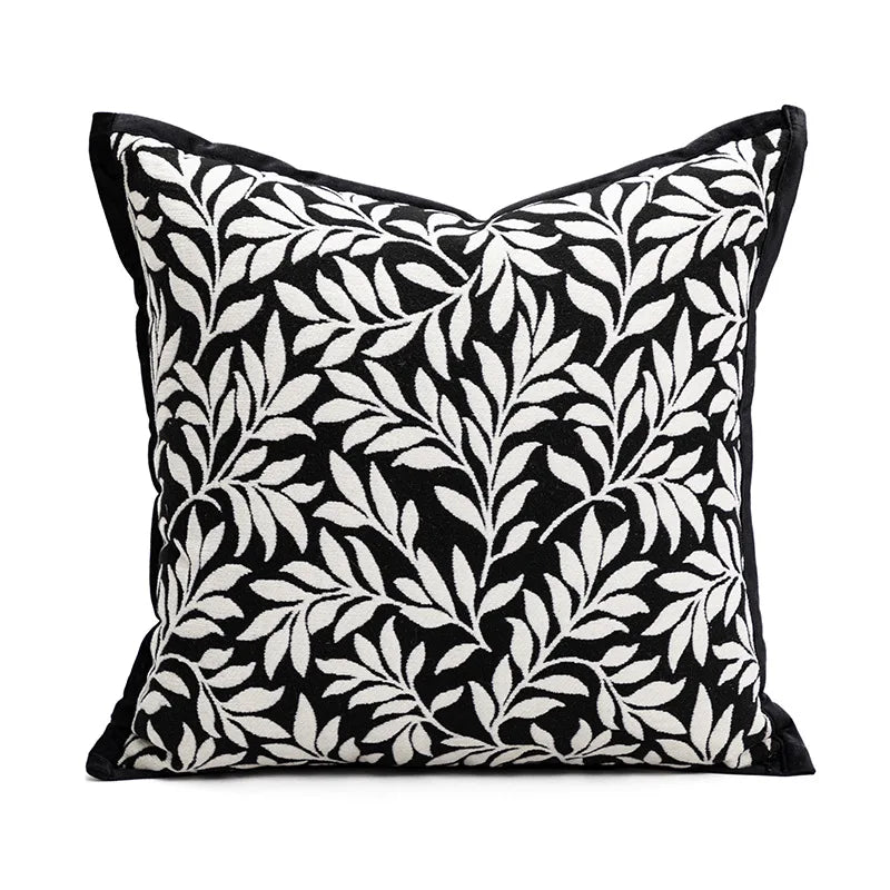 housse coussin décorative carrée motif noir blanc moderne canapé salon maison