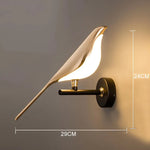 lampe murale oiseau stylisé or noir moderne chambre salon decoration aluminium led fixation murale