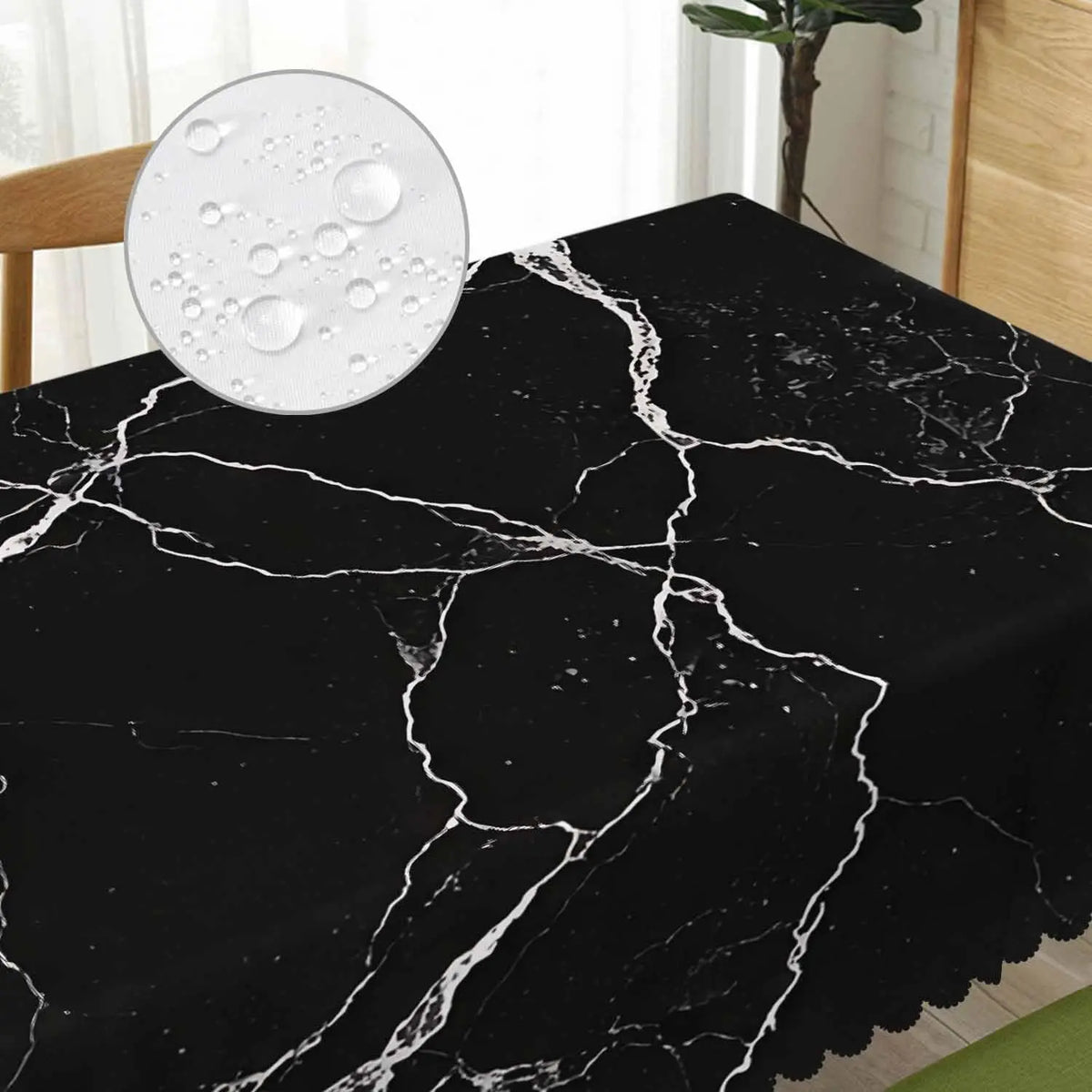 nappe table marbre noire blanche moderne rectangle réutilisable polyester geometrique