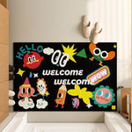 tapis d'accueil antidérapant moderne dessins animés lettres bienvenue couleurs vives entrée porteextérieur
