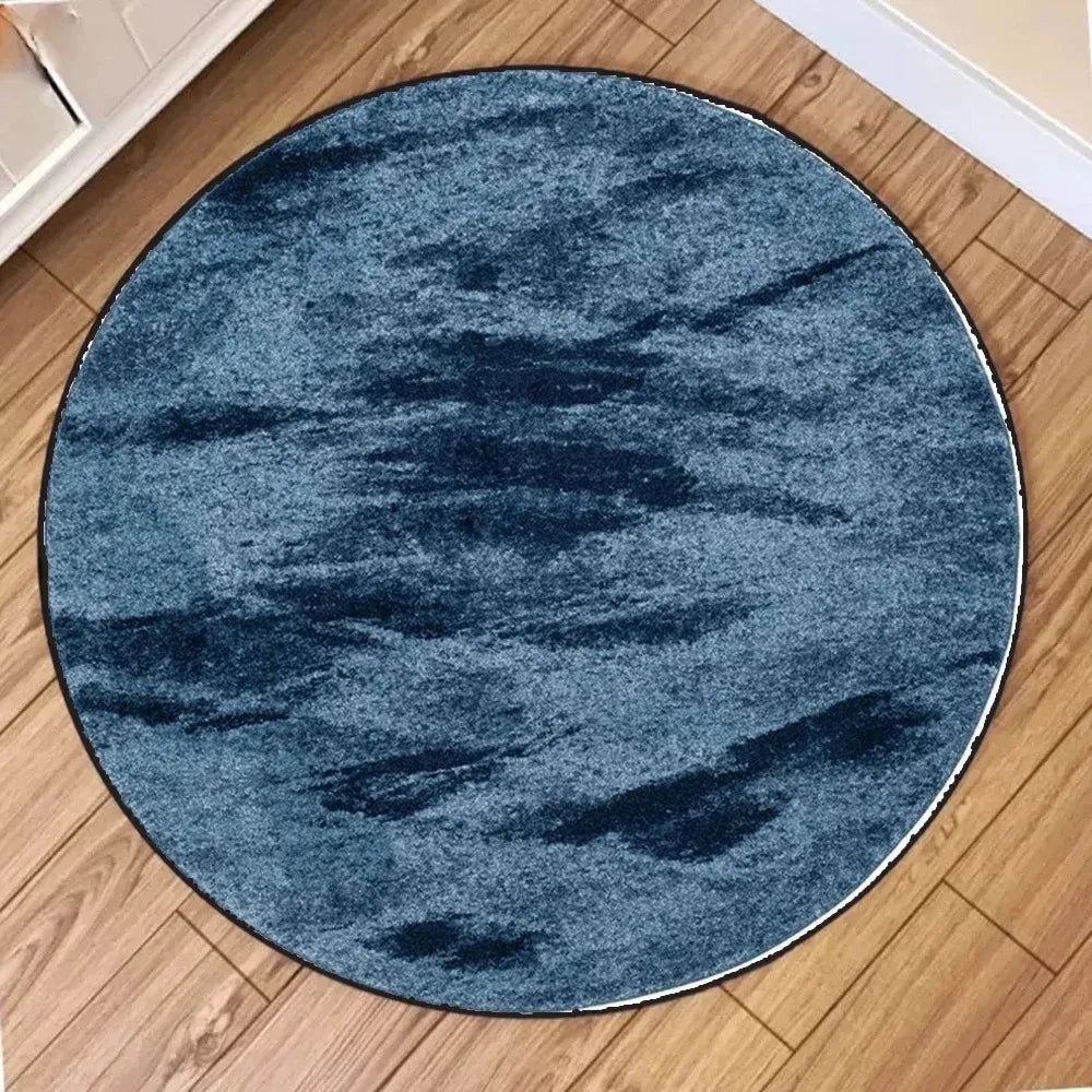 tapis rond vert jaune bleu rayures concentriques moderne salon chambre decoration interieur polyester tissé