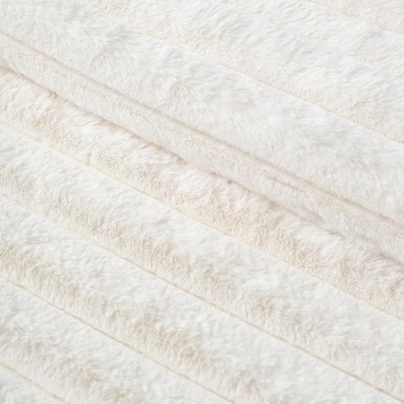 coussins décoratifs carrés rayés peluche douce moderne gris blanc cassé 45x45cm
