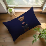 housse coussin ours peluche rouge noir polyester imprimé vintage élégant 30x50cm 40x60cm 50x70cm 48x74cm