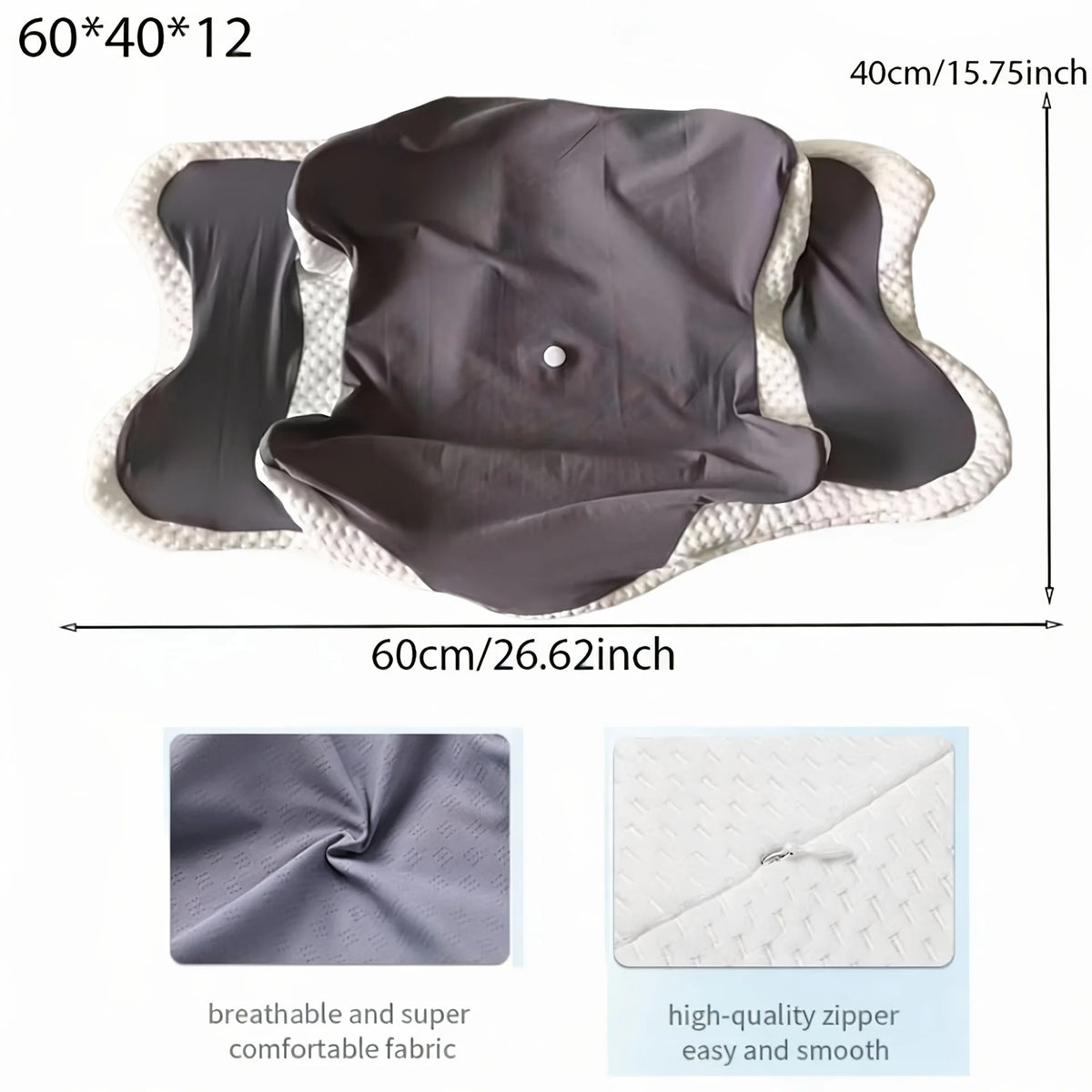 coussin sommeil gris foncé texture douce contour ergonomique support cervical nuit relaxation confortable