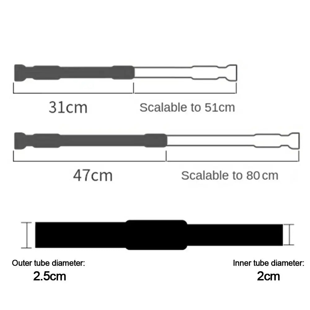 tige rangement extensible moderne argentée lisse réglable vis protection 31cm 51cm 47cm 80cm