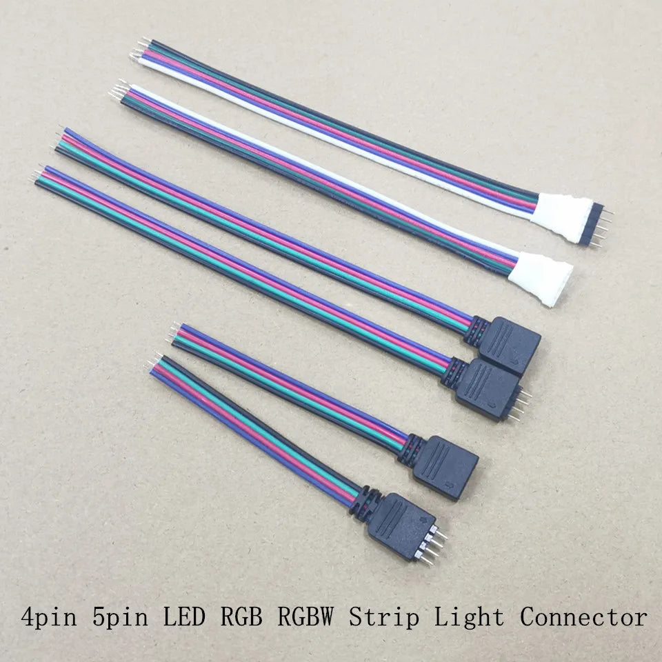connecteur ruban led rgb rgbw noir bleu vert rouge blanc broches adhésif électrique 15cm
