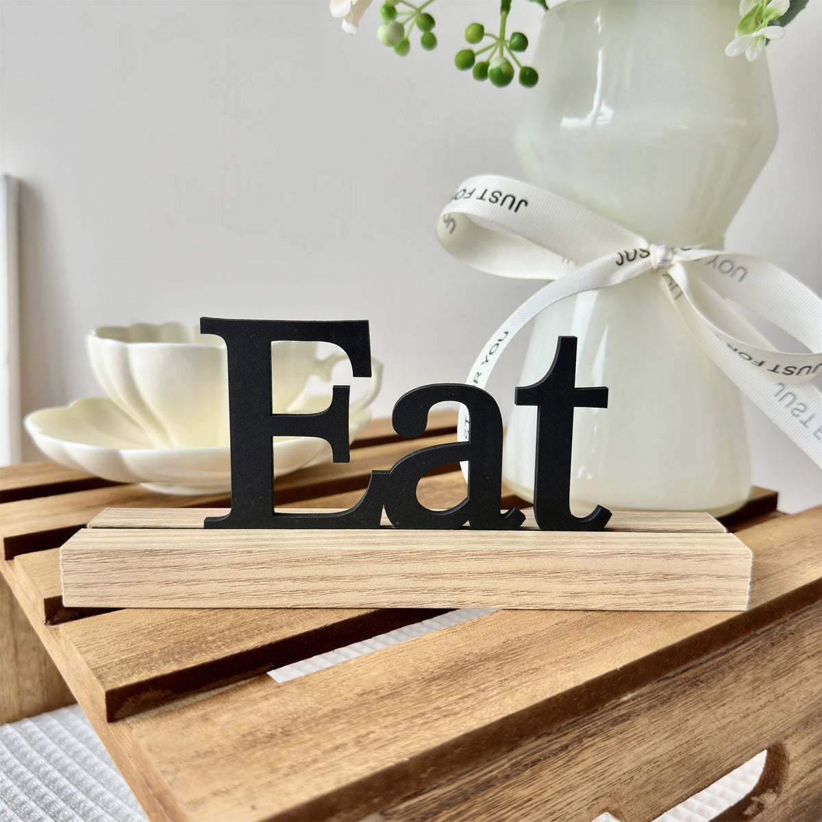 décoration murale lettres bath eat welcome kitchen bois clair rustique champêtre