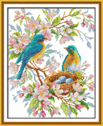 broderie point croix oiseau bleu fleurs artisanal coton print canvas unprint canvas instructions motifs