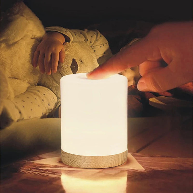 veilleuse lampe table led blanc moderne éclairage nuit chambre tactile charge