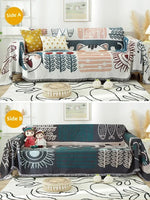 housse canapé réversible polyester multicolore motifs géométriques animaux moderne fleur ornement salon