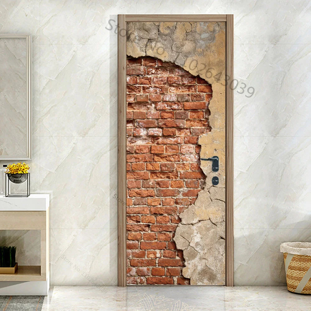Autocollant porte style européen grain de bois