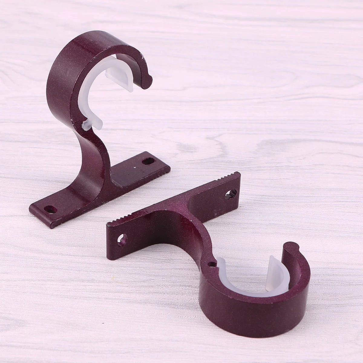 support rideau moderne clips blanc violet doré opacité