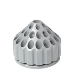 rangement support outils gris perforations moderne ensemble embouts rouges jaunes dorés atelier bijouterie