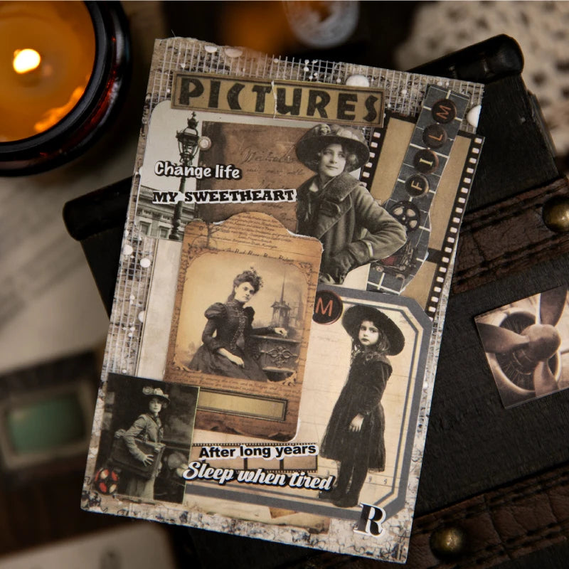 stickers vintage photos anciennes texte noir blanc stickers adhésifs nostalgie graphisme vieux papiers