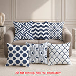 lot housses coussin géométriques bleu marine canapé salon chambre moderne