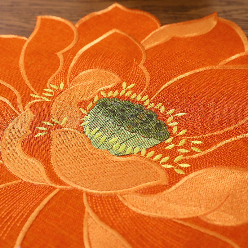 serviettes table orange rose vert rouge moderne fleuries coton polyester variante blanc