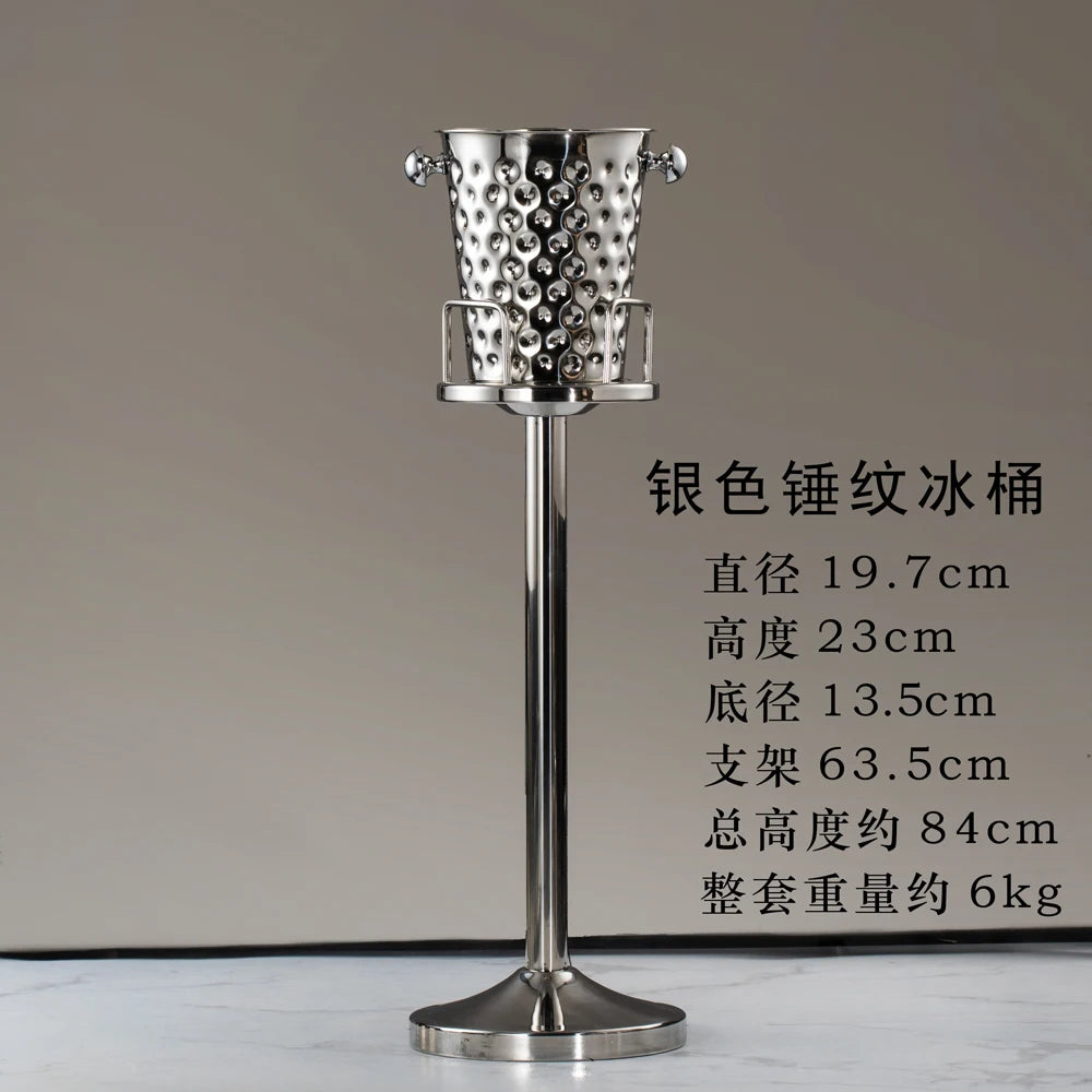seau glace martelé support trépied métal argent doré vin champagne bar