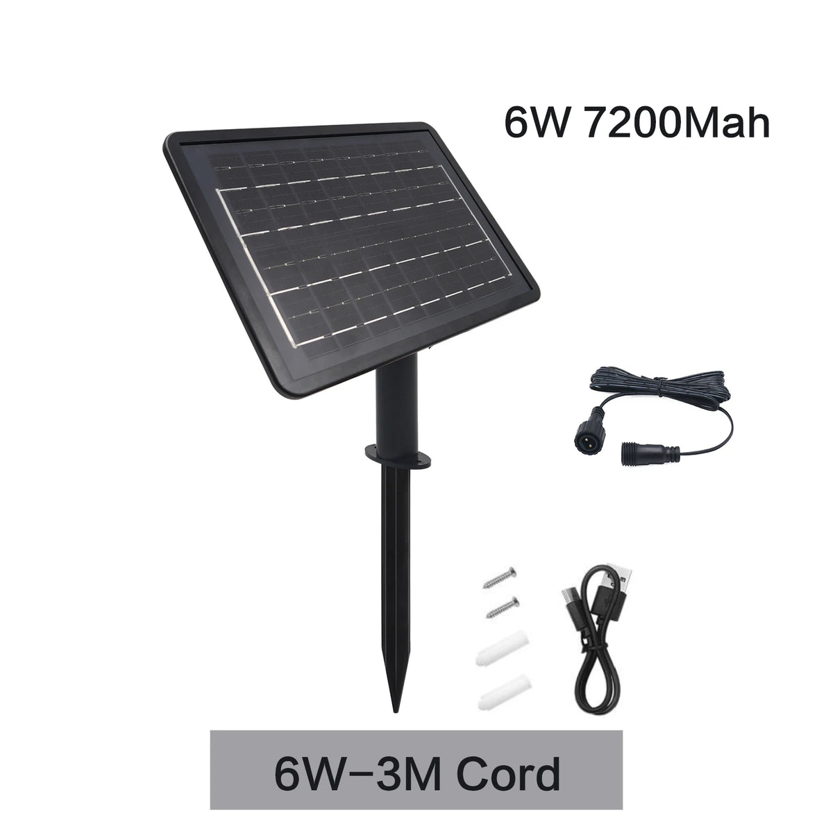 panneau solaire noir moderne télécommande câble 1.2m 3m batterie 7200mAh