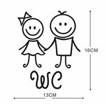 autocollant mural noir stick figures wc simple cartoon salle bains pvc 16cm 13cm
